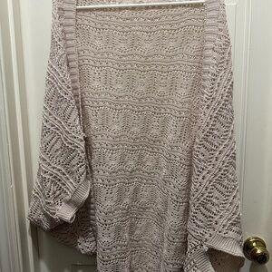 Knit Beige Open-Front Cardigan